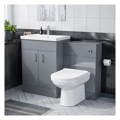 Nanuya 600mm FS Light Grey Cabinet, Ceramic Basin & BTW Pan with Soft Close Seat FP