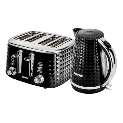 (Black) Geepas Slice Bread Toaster & Electric Kettle Set