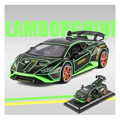 (green, 1/24-19.4x8.4x5cm) 1/24 Scale Lambo Diecast Car Model Toy, Pull Back Toy Vehicle With So