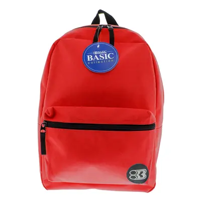 BAZIC School Backpack 16"" Red Lightweight School Bag for Students Men Women Travel Fit inch Lap