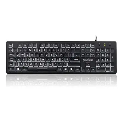 Perixx Periboard-317 Wired USB White LED Backlit Keyboard, Big Print Illuminated Keys, UK QWERTY