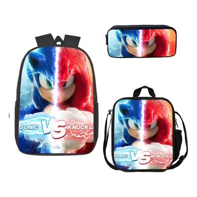 (17) Sonic Piece School Bag Lunch Bag Pencil Case Kids Set