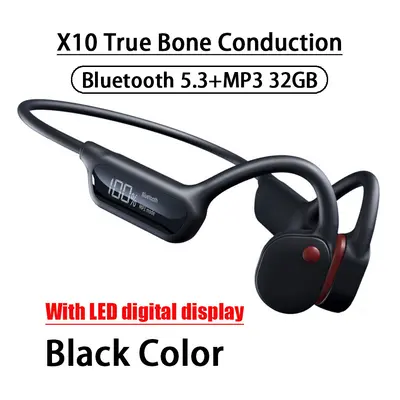 (x10-Black-LED-32G) X7/X10 IPX8 Waterproof Swimming Bone Conduction Bluetooth 5.3 Headphone