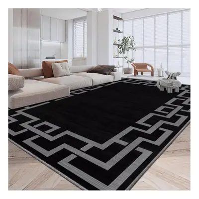 (160 x cm (5ft 2" x 7ft 5")- Large Area Rug) Non-Slip Black Rugs Runner Carpet Door & Bath Mats