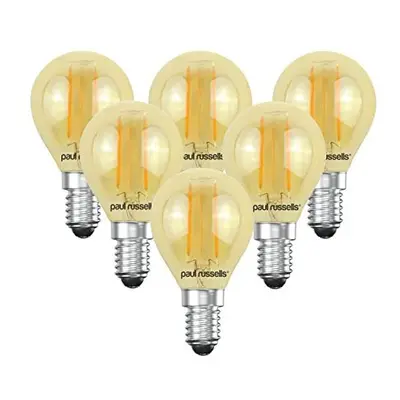 paul russells LED Filament Golf Ball Light Small Edison Screw E14, 20W Equivalent G45 Bulbs, 2.5