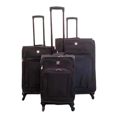 (Large) Borderline Wheels Nylon Suitcase Black Colour