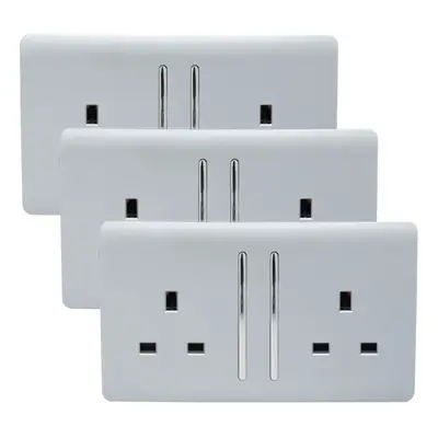 Trendi Gang Modern Amp Switched Plug Socket Silver (3 Pack)