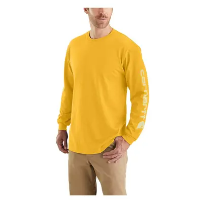 Carhartt Men's Loose Fit Heavyweight Long Logo Sleeve Graphic T-Shirt Honeycomb Heather