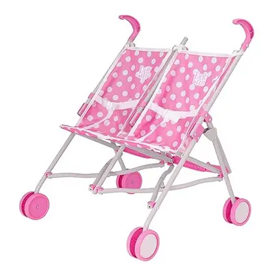 Twin Stroller | Childrens Double Stroller Pram In Pink | Tandem Pushchair For Childrens Baby Dol