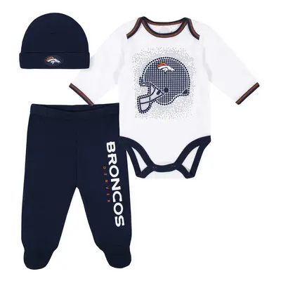 Gerber NFL Denver Broncos Pack Bodysuit Footed Pant and Cap Registry Gift Set Blue/White Denver 