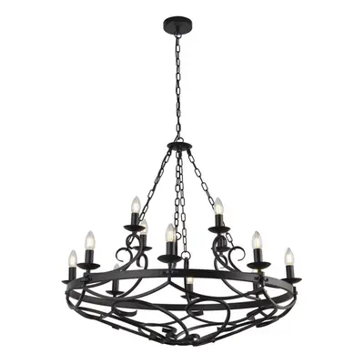 Searchlight Cartwheel Light Pendant, Chain Black