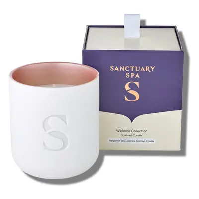 Sanctuary Spa Wellness Candle | Violet, Jasmine and Sandalwood Scented Ceramic Candle, g | Natur