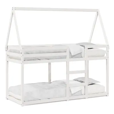 (white, x cm) vidaXL Bunk Bed with Roof Children Bed Frame White 90x200 cm Solid Wood Pine