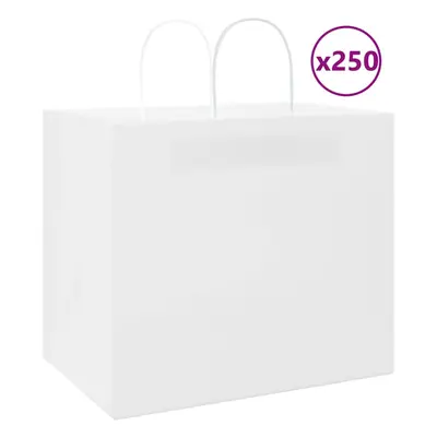 (white, x x cm) vidaXL Paper Bags pcs with Handles Brown 21x11x36 cm Paper Grocery Bag