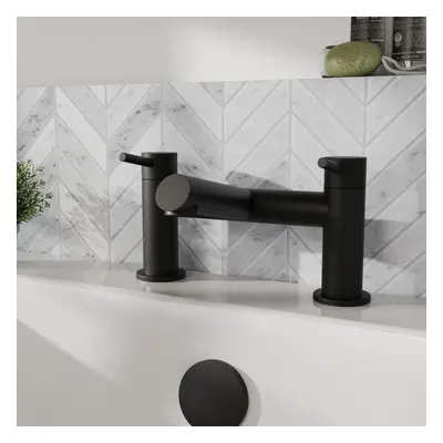 Minimalist Deck Mounted Bath Filler Tap - Matt Black - Balterley