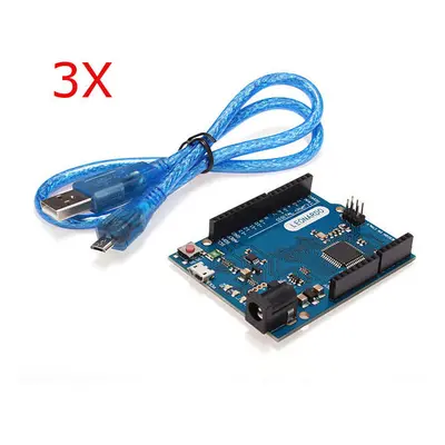 3Pcs Leonardo R3 ATmega32U4 Development Board With USB Cable