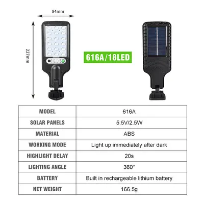 (616A/18LED) Solar Outdoor LED Garden Wall Light Human Body Induction Garden Terrace Garage Door