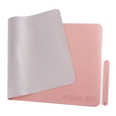 (Pink + Silver, L) PU Leather Mouse Pad Waterproof Desktop Protective Mat Double Side Keyboard &