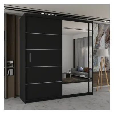 (Black, 120) Ankara Luxury Double Sliding Mirror Door Wardrobe