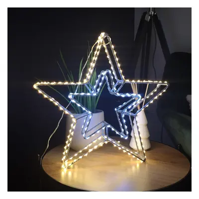 38cm LED Dewdrop Double Star Indoor Outdoor Christmas Decoration in White and Warm White