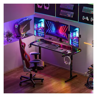 160cm Gaming Computer Desk RGB LED Racing Table Home Height Adjustable