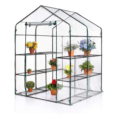 Walk In Greenhouse PVC Plastic Garden Grow With Shelves