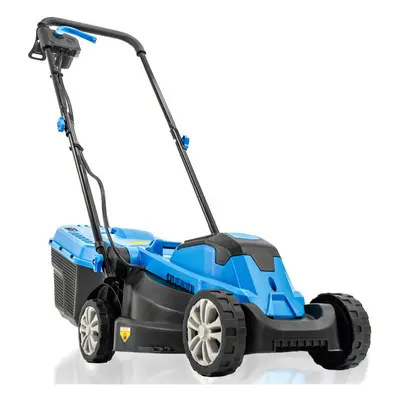 Hyundai HYM3313E 33cm 1300W Electric Lawn Mower, 11m Detachable Power Cable, Heights & 30L Colle