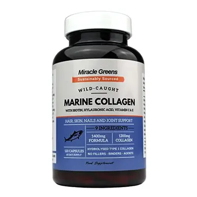 Marine Collagen 1400mg | Capsules with Biotin, Hyaluronic Acid, Vitamin C, E, B2, Zinc, Copper &