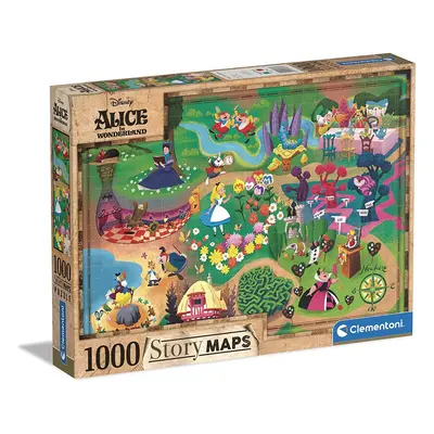 Clementoni Disney Maps Alice in Wonderland Pieces, Made in Italy, Jigsaw Puzzle for Adults, Mult