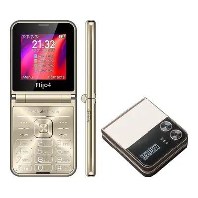 (gold) F265 Flip Button Phone 2.55 Inches Sim Cards 1400mah Camera Bluetooth Fm Radio 2g Feature