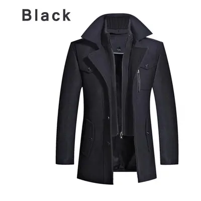 (black, XL) Winter Trench Coat For Men Fashion Mens Jackets Version Of Woolen Men&apos;s Jacket 