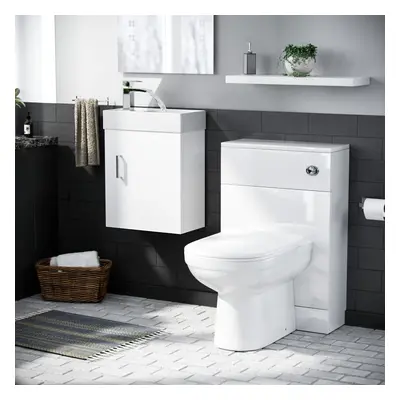 Nanuya 400mm Vanity Basin Unit, WC Unit & Elso Back to Wall Toilet White