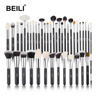 (42PCS) Beili Black Makeup Brushes Set Professional Natural Goat Hair Brushes Foundation Powder 