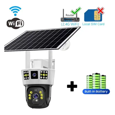 (WiFi Cam) 6k 12mp Hd Solar Camera 4g Sim Card Wifi Outdoor Ip Wireless Security Cctv Surveillan