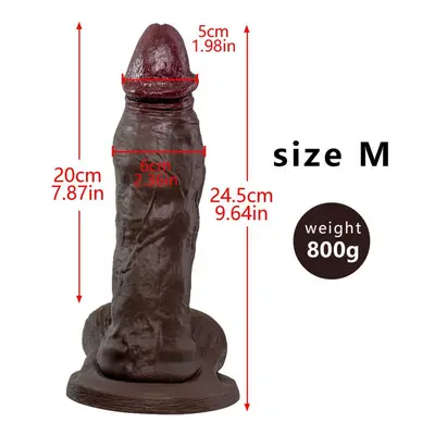 (M) Super Soft Black Tendons Thick Artificial Phallus Female Dildo Liquid Silicone Female Mastur