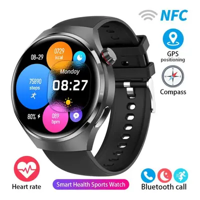 (black, silicone strap) Nfc Smart Watch Men Gt4 Pro 390*390 Hd Screen Heart Rate Bluetooth Call 