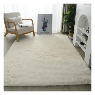 (beige, 120X200cm) Solid Plush Carpets For Living Room Long Piles Furry Carpets Bedroom Home Dec