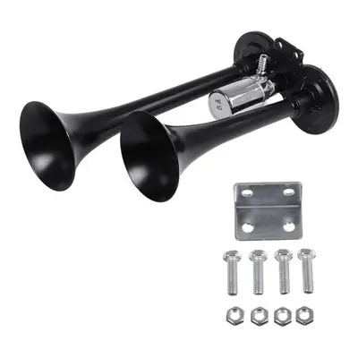 (black) 600db Car Horn Super Loud 12v/24v Dual Trumpet Air Horn Compressor Car Truck Boat Train 