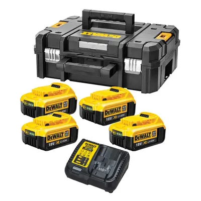 Dewalt XR Power Source Kit 4x DCB182 4.0ah 18v Batteries + DCB115 Charger +Tstak