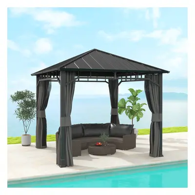 Outsunny x 3(m) Hardtop Gazebo with Galvanised Steel Roof and Sides