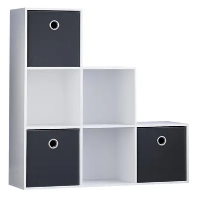 (White, Black) Durham Cube Staircase Shelf Basket Drawers