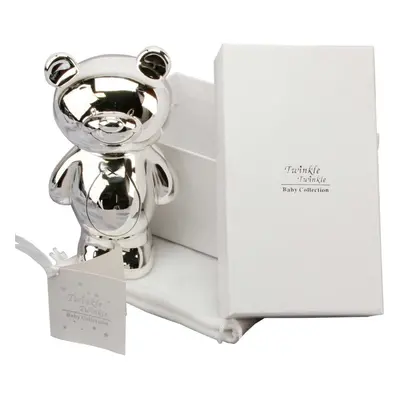 Twinkle Twinkle Silver Plated Teddy Bear Money Box