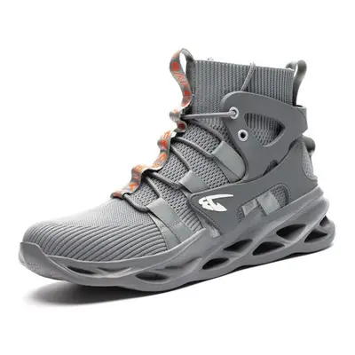 (gray, 41) Man Work Boots Indestructible Safety Shoes Men Steel Toe Shoes Puncture-proof Work Sn