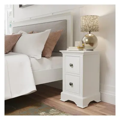 (White - Drawer) Bedside Table / Storage Drawers Solid Oak Veneer Nightstand