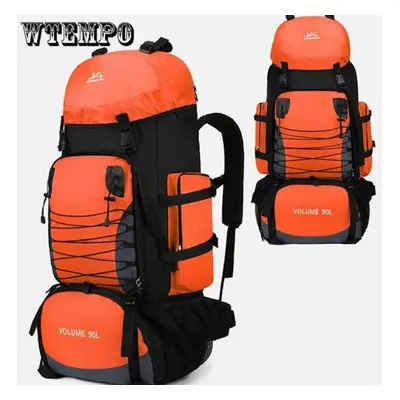 (orange, 90L) 90l Large Camping Backpack Travel Bag Men&apos;s Women Luggage Hiking Shoulder Bag