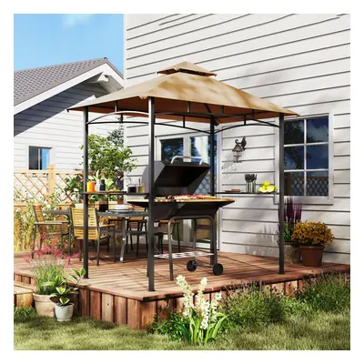 Outsunny Outdoor Double-tier BBQ Gazebo Shelter Grill Canopy Barbecue Tent