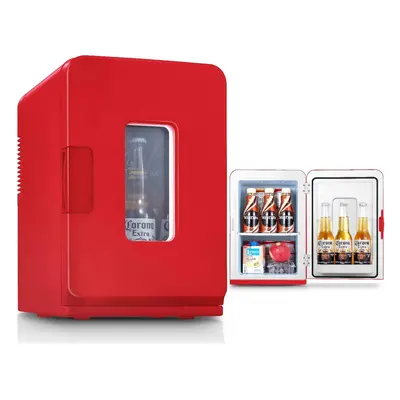 (Red) Liter/21 Cans, Portable AC+DC Power Small Fridge for Bedroom, Car, Office