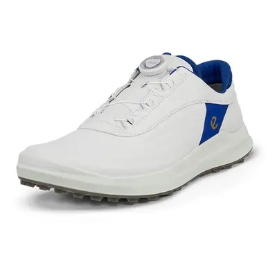 (UK 10.5-11, White/Virtual) Ecco Mens Core Low-Cut BOA Waterproof Leather Spikeless Golf Shoes