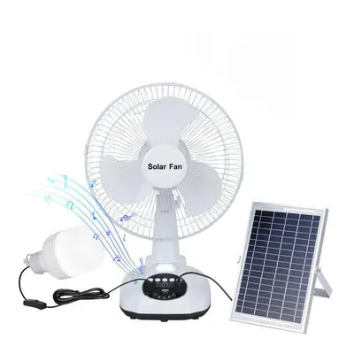 Solar Power Table Fan Music Player LED Lamp Function Solar Desk Fan rechargeable-5pcs