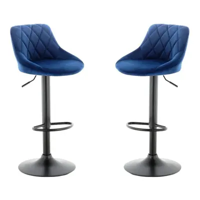 Set of Blue VALENCIA Velvet Bar Stools, swivel & height adjustable